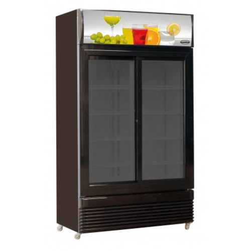  Combisteel Armoire à Boisson Décorée Portes Coulissantes en verre Noir 780 L 