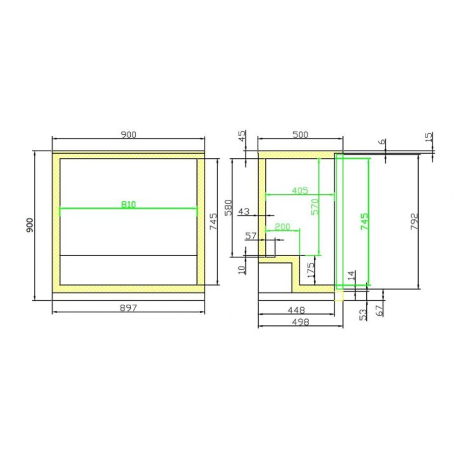 Arrière bar portes coulissantes | 90(H)x90(L)x50(P) cm