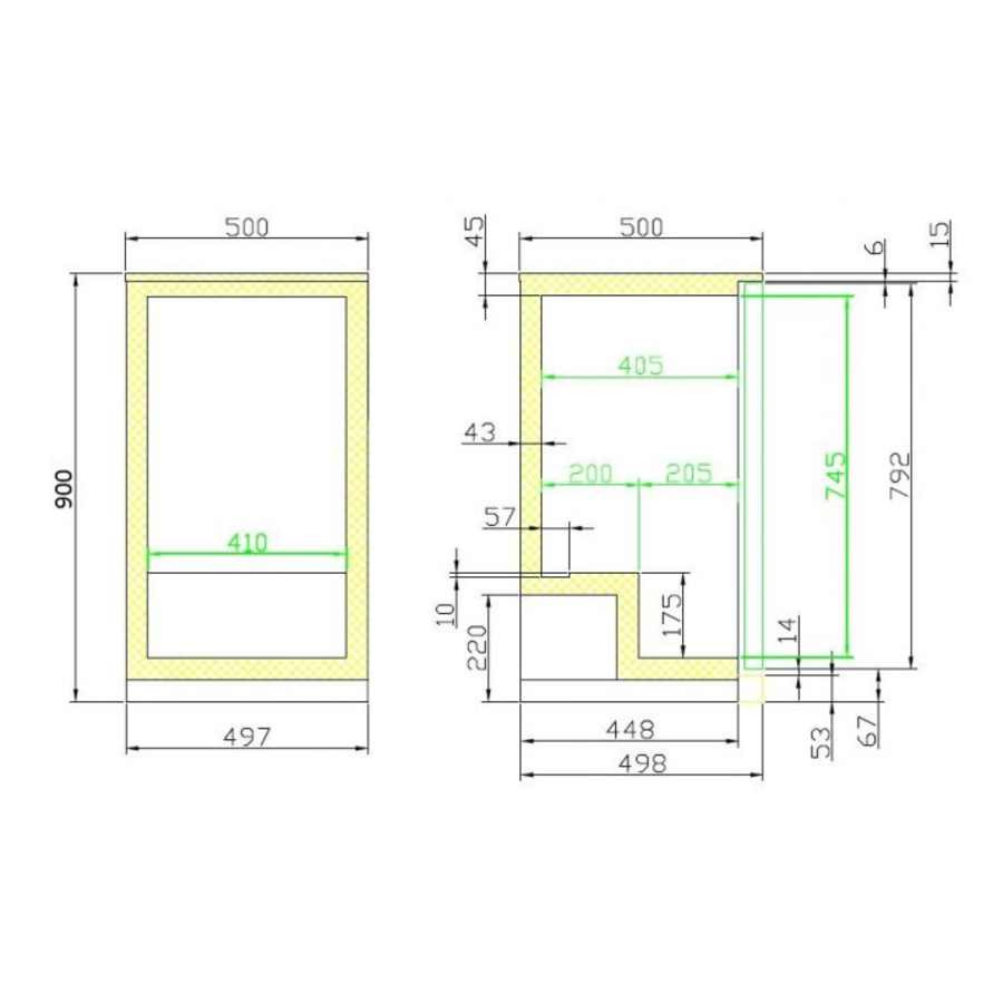 Arrière bar 1 porte vitrée Noire 90(H)x50(L)x50(P) cm