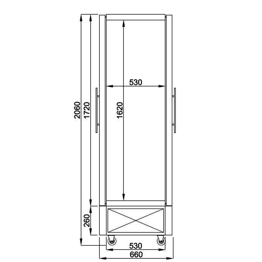 Cave à vin mono-zone 112 bouteilles 4 portes vitrées 66Px100Lx206H