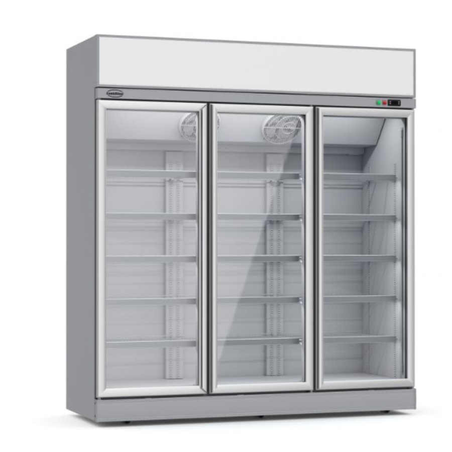 Large Réfrigérateur 3 portes battantes vitrées Gris 1530L