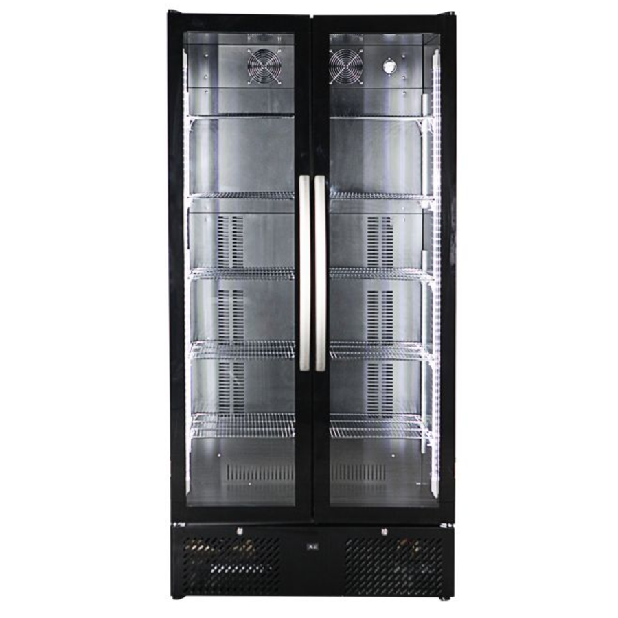 Réfrigérateur Boisson Double-porte en verre Noir | 458L