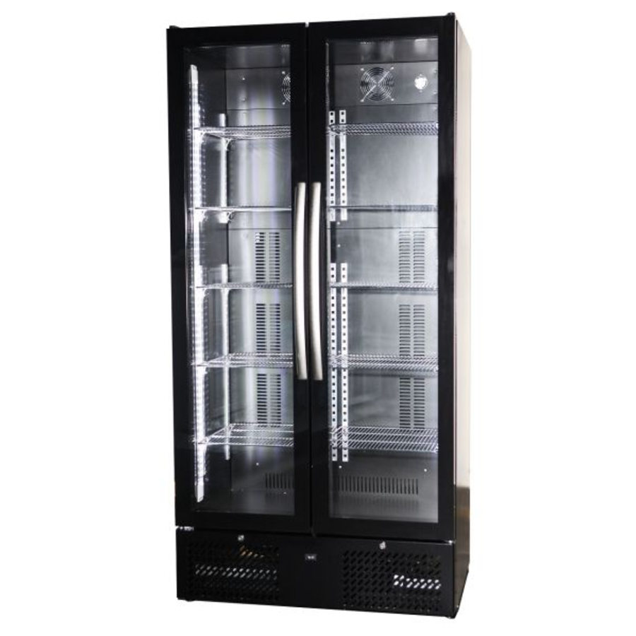 Réfrigérateur Boisson Double-porte en verre Noir | 458L