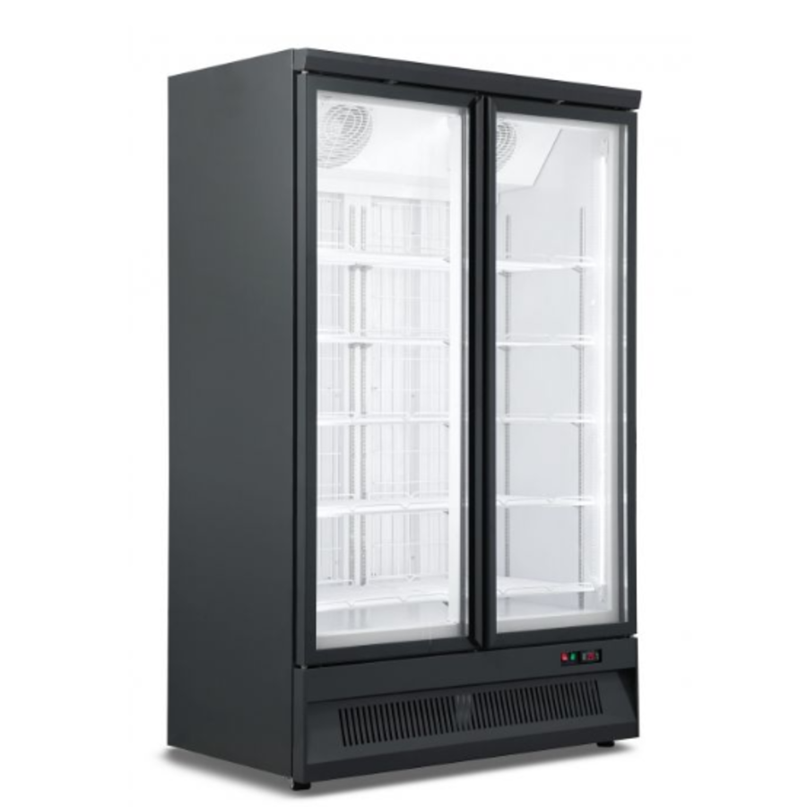 Réfrigerateur de boissons 2 portes en verre Noir 1000L