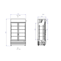 Grand Réfrigérateur 2 portes vitrées pivotantes Gris Noir 670L