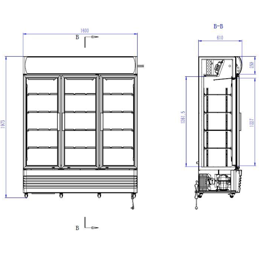 Grand Réfrigérateur 3 portes vitrées Noir 1065L