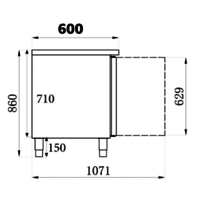 Table réfrigérée positive 600 | Inox 2 portes