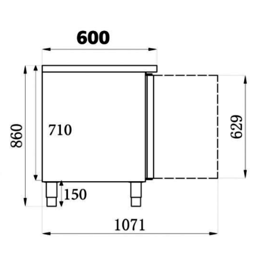 Table réfrigérée positive 600 | Inox 2 portes