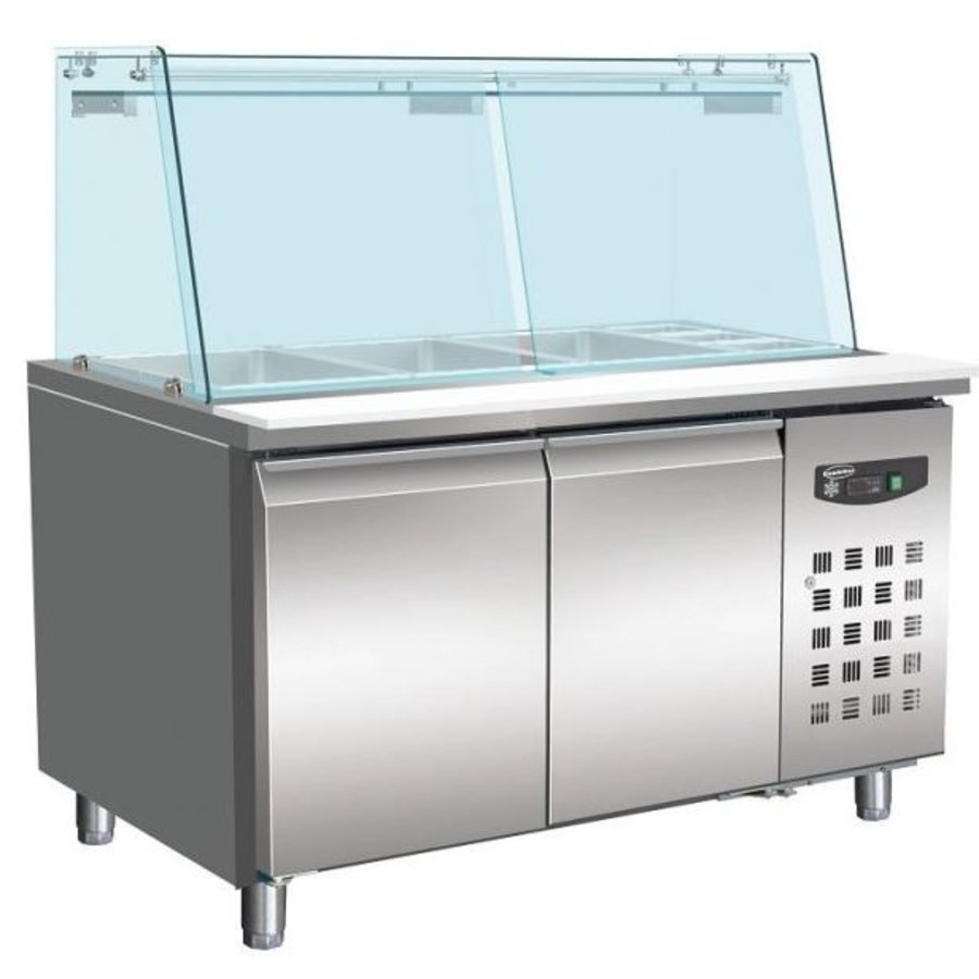 Table réfrigérée pâtisserie avec verre | 2 portes | 4X 1/1GN