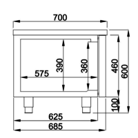 Table réfrigérée | 3 portes