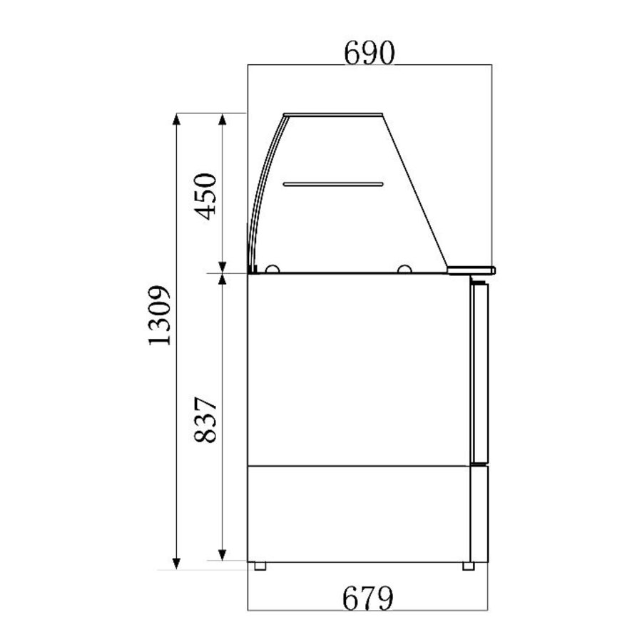 Saladette réfrigérée 4 GN 1/1 | Vitrine en verre 3 portes