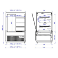 Vitrine Réfrigérée Vitrée Néro 1.0 | 1.4