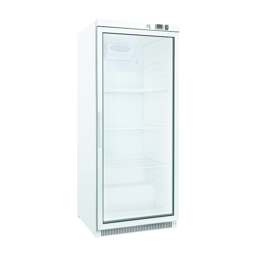 Réfrigérateur blanc avec porte vitrée 665(l)x580(p)x1660(h)mm 600L