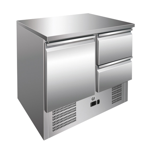  ProChef table réfrigérée 1-porte | 2 tiroirs acier inoxydable | refroidissement forcé 