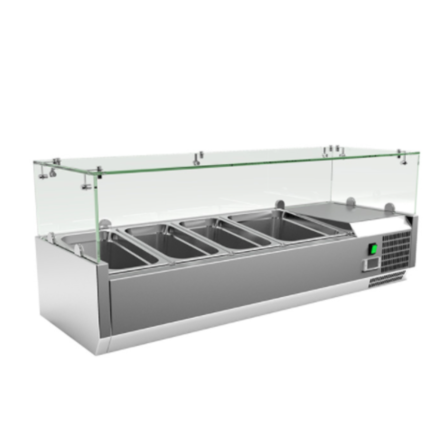 Vitrine réfrigérée en inox 3x GN 1/3 + 1x GN 1/2