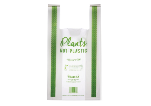  ProChef Sacs bretelles blanc et vert compostables en PLA Vegware taille moyenne | 540 x 80mm (lot de 500) 