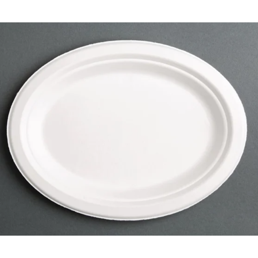 Assiettes rondes compostables en bagasse coloris naturel | quatre tailles | (lot de 50)