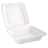 Boîtes avec couvercle à charnière compostables en bagasse | deux tailles | (lot de 200)