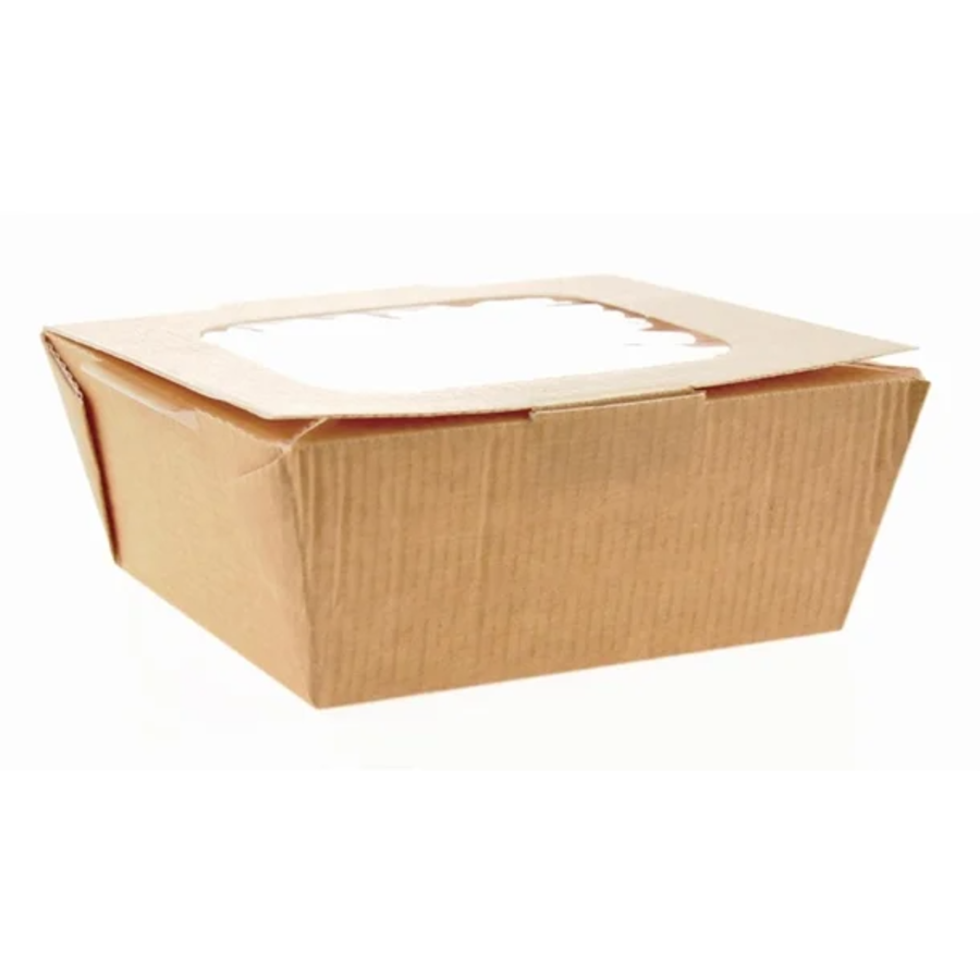 Boîtes alimentaires moyennes en carton avec fenêtre recyclables  |1070ml | 60 x 125 x  125mm (lot de 270)