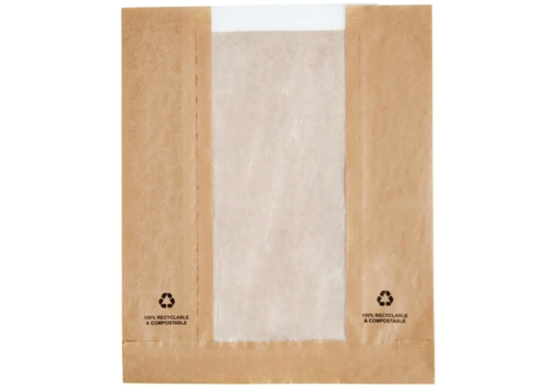  ProChef Sachets en papier avec fenêtre transparente glassine Fiesta Compostable | 215 x 88mm (lot de 1000) 