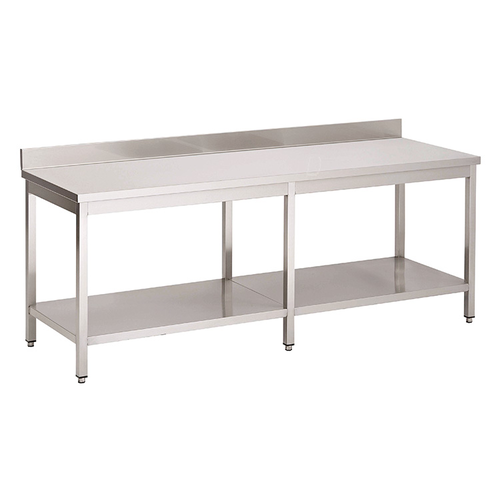  ProChef Acier inoxydable table de travail avec étagère et bord releve | 2300(l)x700(d)x850(h)mm 