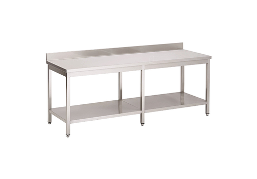  ProChef Acier inoxydable table de travail avec étagère et bord releve | 2700(l)x700(d)x850(h)mm 