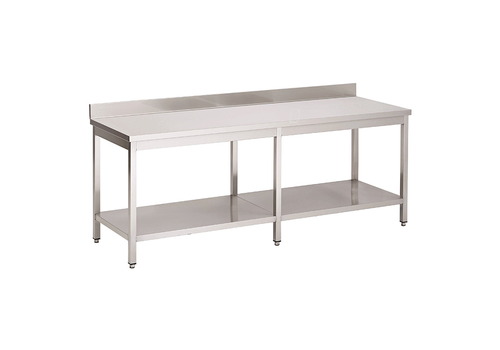  ProChef Acier inoxydable table de travail avec étagère et bord releve | 2800(l)x700(d)x850(h)mm 