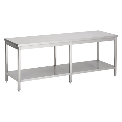  ProChef acier inoxydable table de travail avec étagère, 2200(l)x700(d)x850(h)mm. 