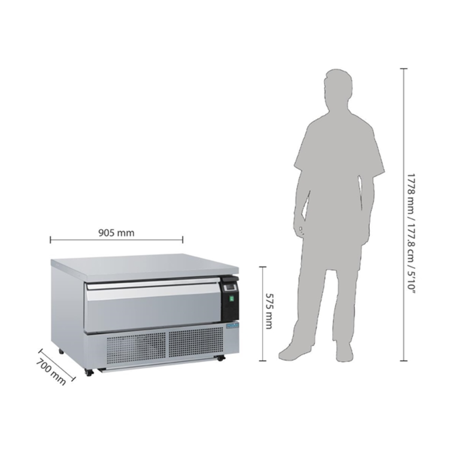 Soubassement double réfrigération | acier inoxydable | 1 tiroir