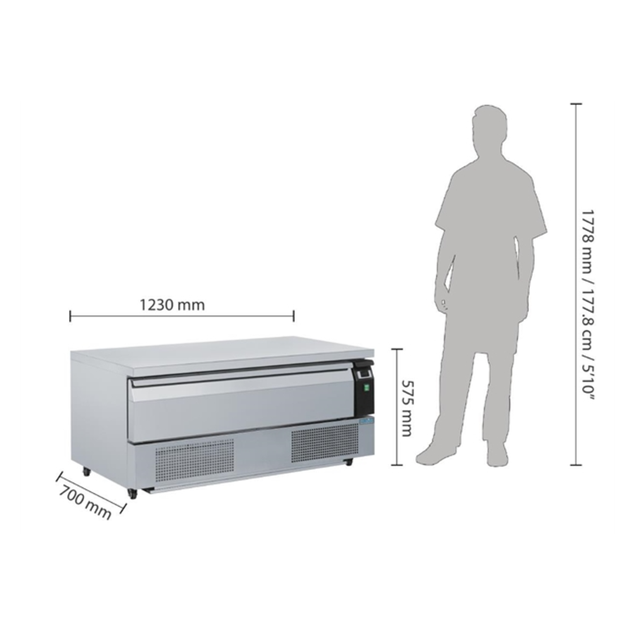 Soubassement double réfrigération | acier inoxydable | 1 tiroir