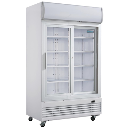  Polar Armoire réfrigérée 2 portes vitrées coulissantes Blanc | 950L 