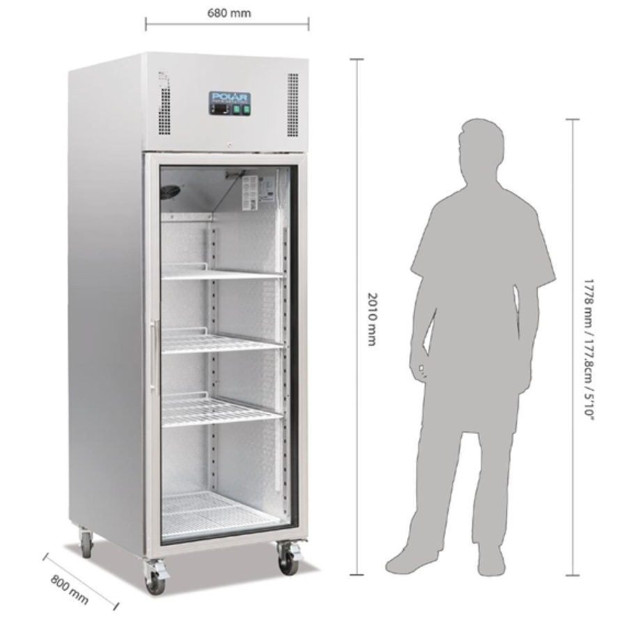 Vitrine réfrigérée sur roues - 376L -2010(H) x 680(L) x 800(P) mm