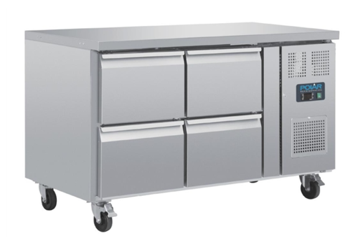  ProChef Table réfrigérée | 4 tiroirs | Acier inoxydable - 860(H) x 1360(L) x 700(P) mm 