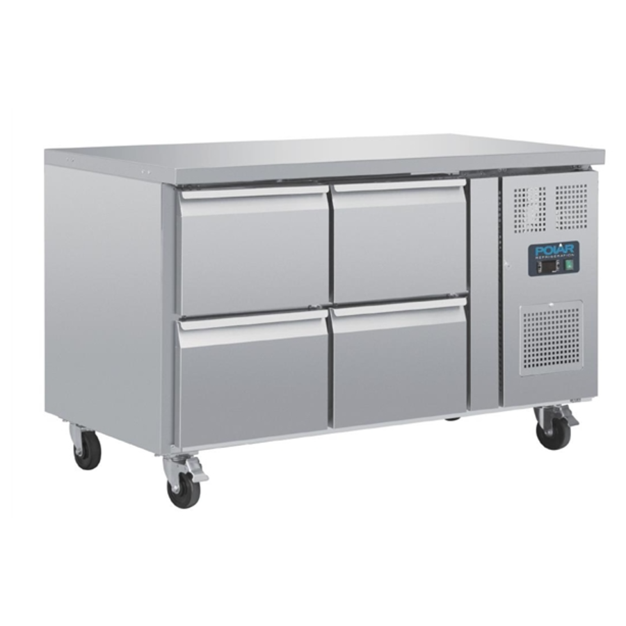 Table réfrigérée | 4 tiroirs | Acier inoxydable -860(H) x 1360(L) x 700(P) mm