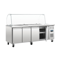Comptoir de préparation réfrigéré | 4 portes - 1360(H) x 2230(L) x 700(P) mm