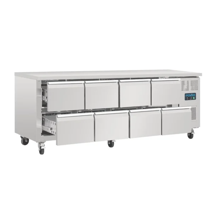 Table réfrigérée | GN 1/1 ventilée | 8 tiroirs - 860(H) x 2230(L) x 700(P) mm