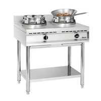 Cuisinière à Wok Inox | 2 Brûleurs | 23kW | 90x60x96(h)cm