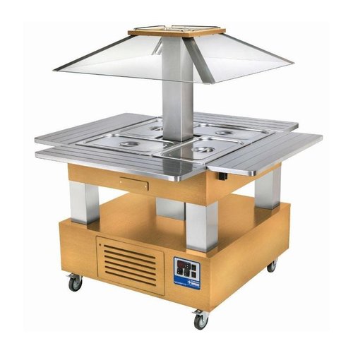  ProChef Ilot buffet - Salad bar, Réfrigéré, 4x GN1/1-150 (Bois Chêne clair) 