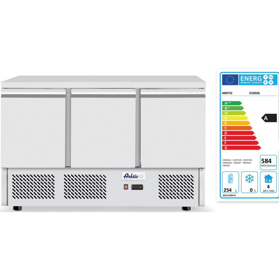 Saladette pizza 3 portes avec vitrine réfrigérée 380+40L - ProChef