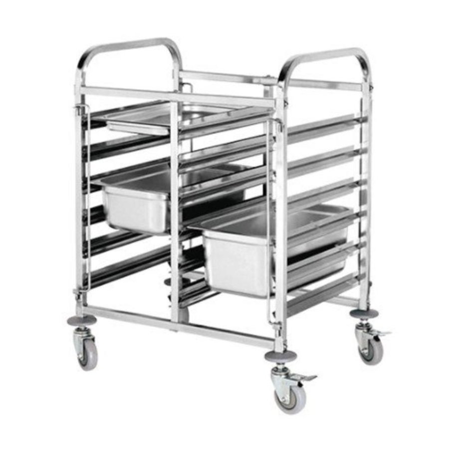 Chariot pour casiers en inox/ 2 x 6 niveaux / 55x74x99(h)cm