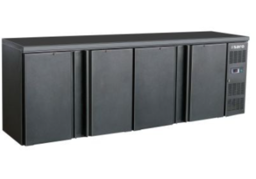  Saro Arrière-bar | 4 portes pleines | Noir | 86x254x51.3 cm 