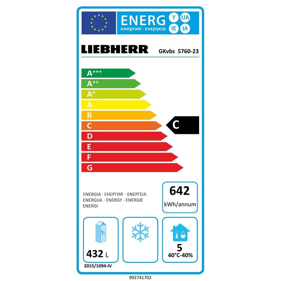 Réfrigérateur Professionnel | Gkvbs 5760 | Noir | 586 L | +1°C tot +15°C