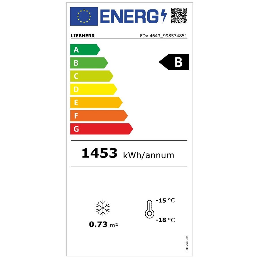 Congélateur porte vitrée blanc 195,7x67x73cm 461L Display NoFrost FDv 4643 | -10°C tot -25°C