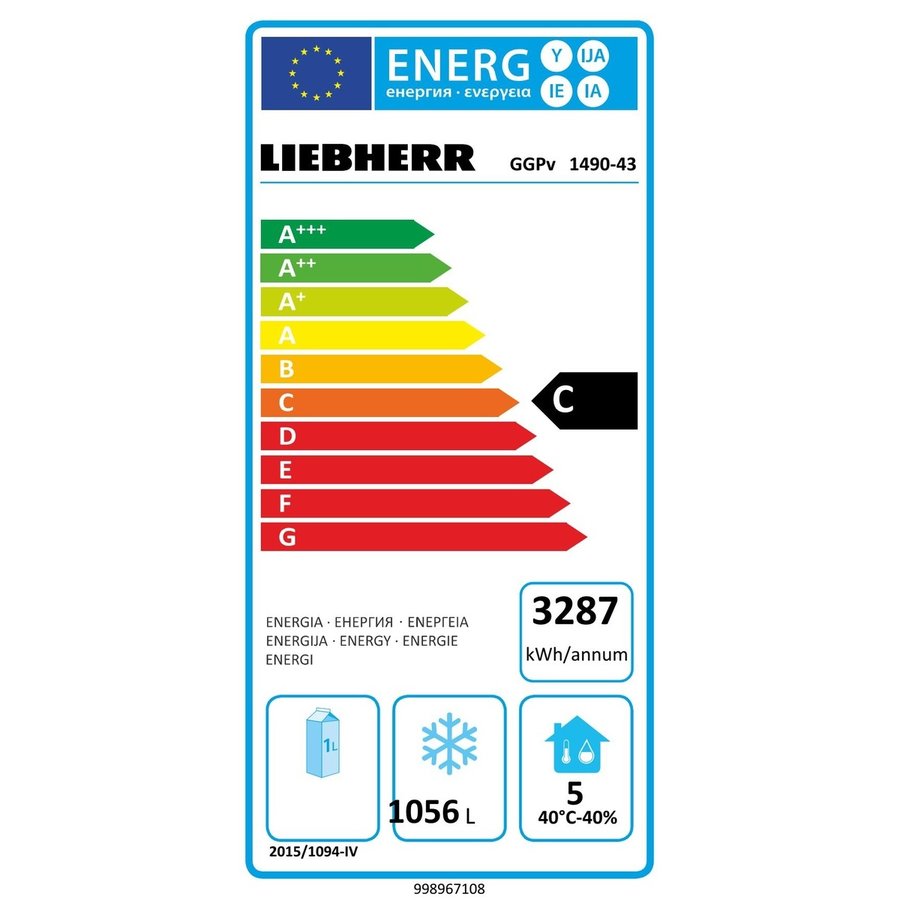 Congélateur avec 2 portes GGPv1490  | 1079 Litres | 2/1GN | -10°C / -26°C.