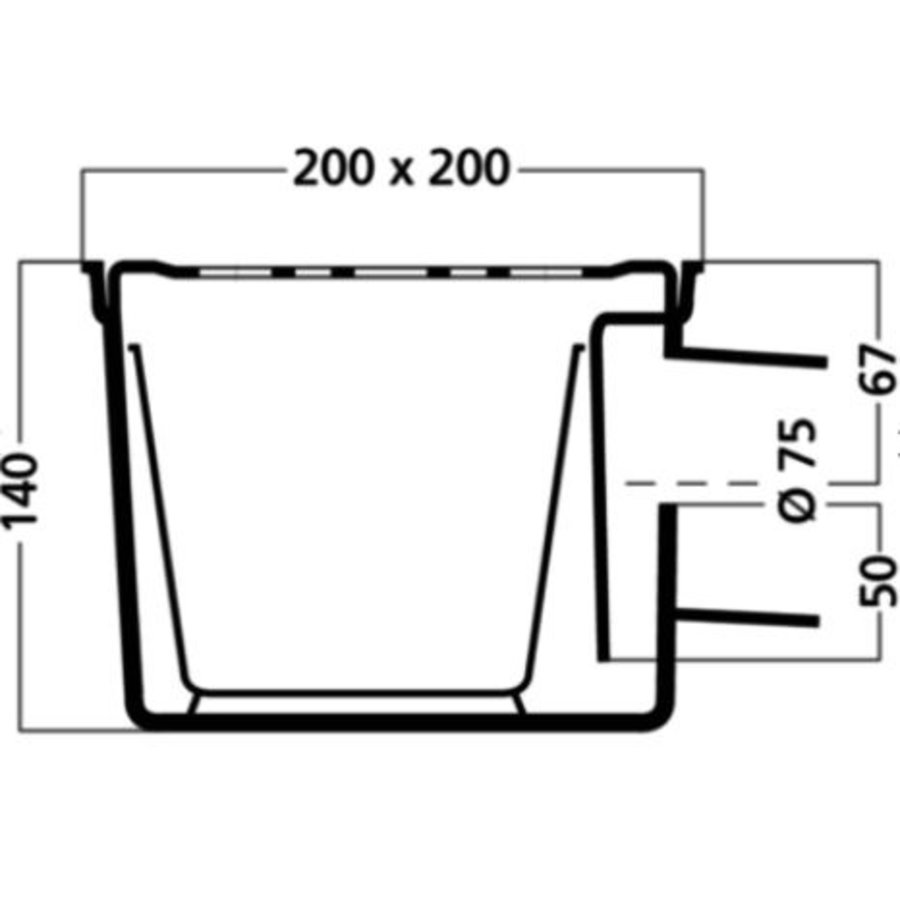 Puits de fond de seau | ABS | 45 l/min | Carré | 49 trous de drainage