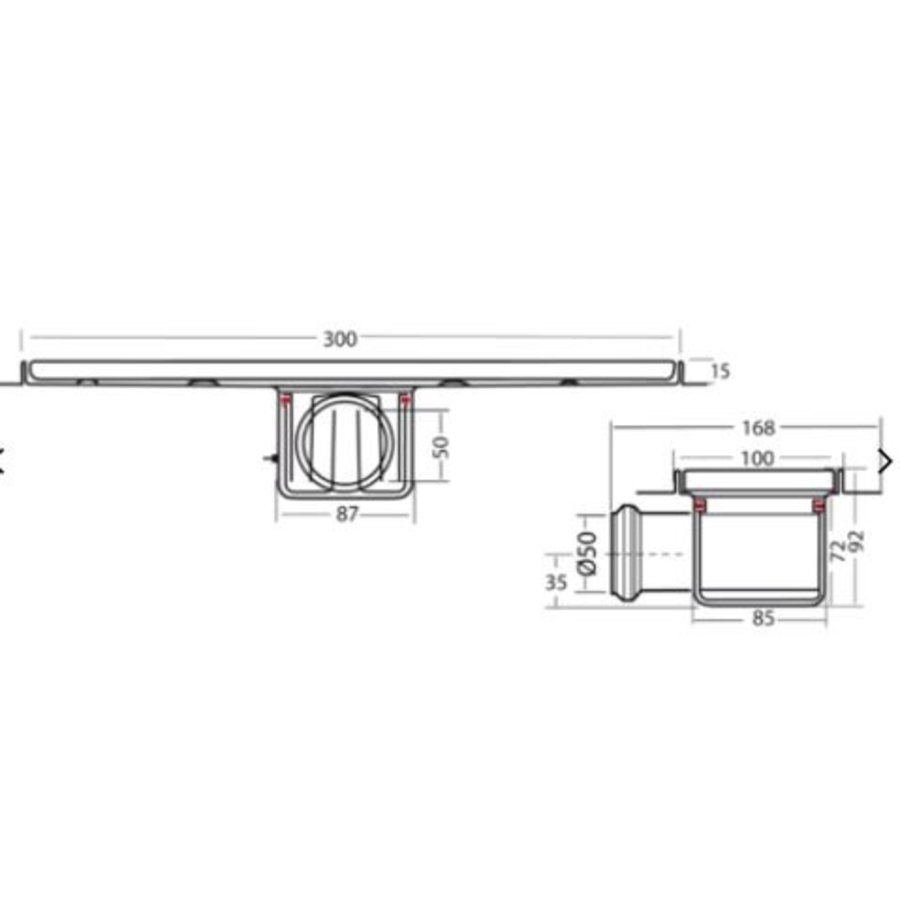 Caniveau de drainage | acier inoxydable | 30l/min | 300 x 100 mm