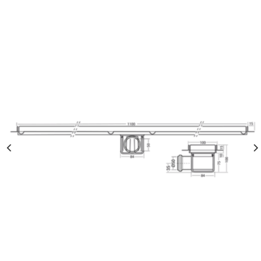 Caniveau de sol en acier inoxydable | 30l/min | 1100 x 100 mm