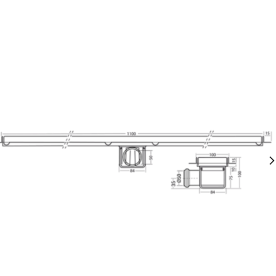 Caniveau de sol en acier inoxydable 30l/min | 1100 x 100 mm