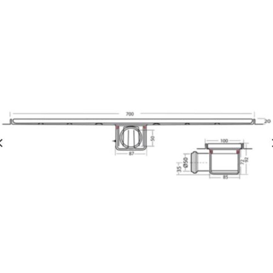 Caniveau de drainage | acier inoxydable | 30l/min | 700 x 100 mm