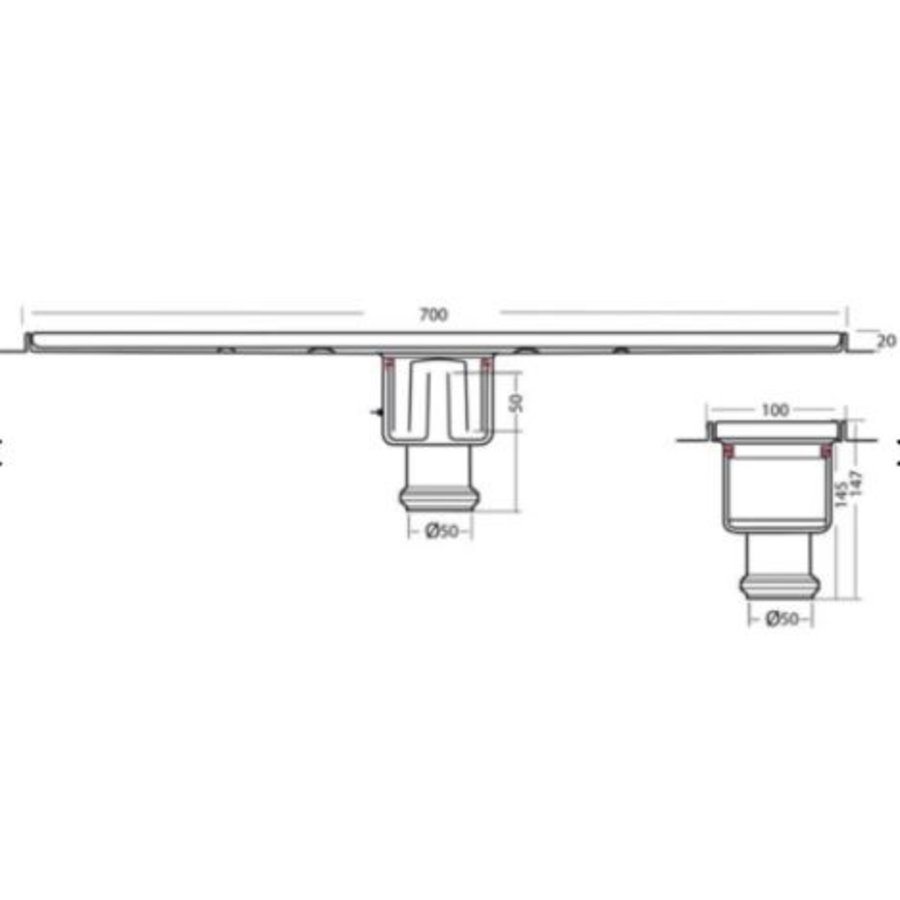 Drains | 700 mm | sous | conception fermée